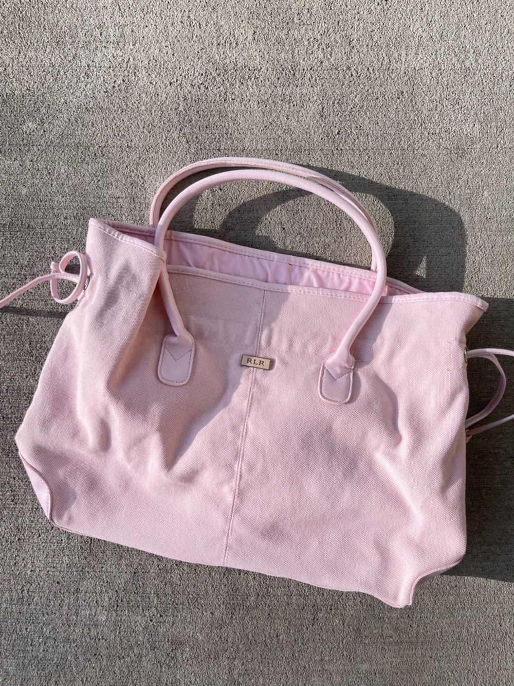 Vintage 90s Ralph Lauren blush baby pink tote bag purse shoulder bag Y2K satchel - Picture 8 of 9